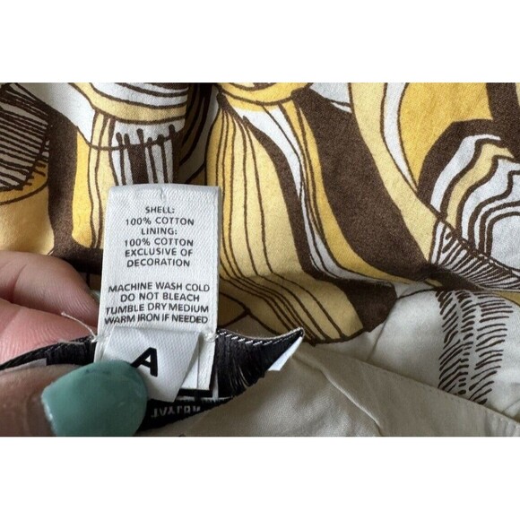 Ann Taylor LOFT A-Line Skirt Floral Yellow White Brown 100% Cotton SIZE 4 - Picture 8 of 9